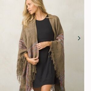 Prana Womens One Size Aster Blanket Throw Shawl Burlap Look